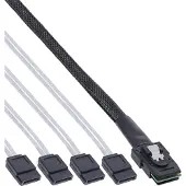 InLine Câble de raccordement SAS, Mini SAS SFF8087 à 4x SATA, Crossover, 0,5m