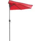 AC-DÉCO Demi-parasol ouverture manivelle - Rouge - L 270 x P 135 x H 230 cm