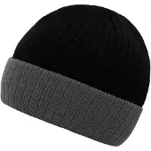 Korntex Femmes, Bonnet, Bonnet tricoté Metz Couleur principale Noir Revers gris KXST, Gris