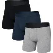 Saxx - Pack de 3 boxers confortables - Droptemp Cooling Cotton BB Fly 3pk Dark Grey/Dark Ink/Black en Coton - Taille L