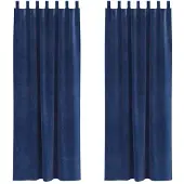 vidaXL Rideaux avec des rideaux 2 pcs Bleu foncé 140 x 140 cm Velours