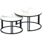 OEM Tables basses rondes en pierre frittée blanche compacte