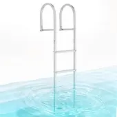 Vevor Échelle de Ponton 4 Marches Amovible, Échelle de Baignade en Alliage d'Aluminium pour Lac, Bateau, Piscine et Quai, Capacité de Charge 227 kg, avec Mains Courantes, Marches Antidérapantes en PP