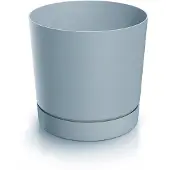 Prosperplast Pot de fleurs avec soucoupe, plastique blanc, 13 cm, Tubo