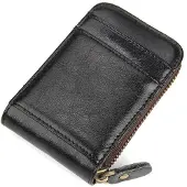 INF Porte-cartes avec protection RFID en cuir véritable Noir