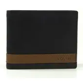 Fossil Cuir porte-monnaie Quinn Coin Pocket Bifold Black noir