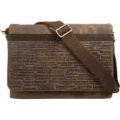 Bruno Banani Cuir sac à épaule bandoulière mallette pour ordinateur portable All Over Postbag Brown brun