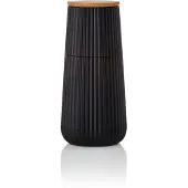 AdHoc Moulin à poivre et à sel , noir, avec mécanisme de broyage en céramique CeraCut, en plastique/bois de chêne, diamètre : 5,8 cm, hauteur : 12,3 cm