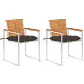 vidaXL Chaises de jardin avec coussins 2 pcs. Bois massif acacia et acier