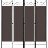 vidaXL Cloison de séparation 4 panneaux Marron 160 x 180 cm
