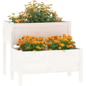 vidaXL Jardinière blanc 84,5x84x75 cm bois massif de pin