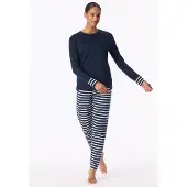 Schiesser Pyjama 'Casual Essentials' bleu foncé