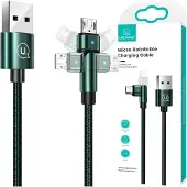 Usams Câble rotatif tressé U60 2Amicrousb Vert/Vert 1M Sj478Usb02 (Us-Sj478)
