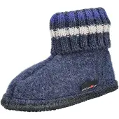 Haflinger Pantoufle bleu denim / rouge sang / noir / blanc