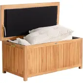 CLP Boîte de rangement en teck avec couvercle à ressort à gaz, modèle Odessa, supportant jusqu'à 250 kg, dimensions : 140 cm