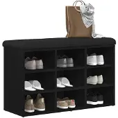 vidaXL Banc à chaussures Noir 80 x 30 x 48 cm Bois d'ingénierie