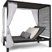 Blumfeldt Bain de Soleil Double, Transat Jardin Exterieur 2 Personnes, Bain de Soileil Jardin en Polyester, Imperméable, Chaise Longue, Dossier Réglable, Séchage Rapide, Bains de Soleil Lit Design
