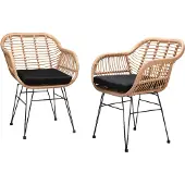 Casaria Lot de 2 chaises en osier bambou/polyrotin