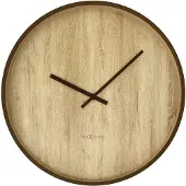 Nextime Horloge murale silencieuse de 50 cm, style Japandi, marron foncé/marron clair