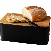 Cookinglife Boîtes à pain avec planche - Noir mat