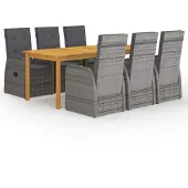 vidaXL Ensemble de jardin 7 pièces Gris