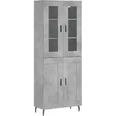 vidaXL Highboard gris béton 69,5x34x180 cm Bois composite