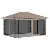 vidaXL Pavillon avec moustiquaire 4x3x2,73 m Taupe 180 g/m