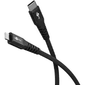 Goobay 74517 Lightning vers USB-C Câble textile supersoft avec connecteurs métalliques, 3 m, 3 m, noir - Câble de charge et de synchronisation élégant et extra-robuste, MFi, pour A