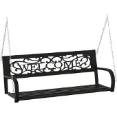 vidaXL Balançoire hollywoodienne 125 cm acier et plastique noir