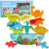 Lean Toys Tour de dinosaure jeu d'équilibre dextérité blocs en bois Puzzle 12 pièces.