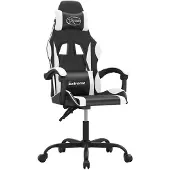 vidaXL Chaise de jeu pivotante noir et blanc similicuir