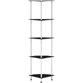 vidaXL Étagère 5 niveaux Noir 30x30x130 cm Verre trempé