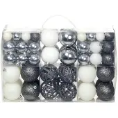 vidaXL Ensemble de boules de Noël 100 pcs 3/4/6 cm Blanc/Gris