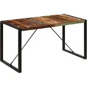 vidaXL Table de salle à manger 140x70x75 cm Vieux bois massif