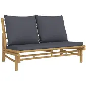 vidaXL Banc de jardin avec coussins gris foncé en bambou