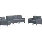 vidaXL Ensemble de canapés 3 pièces avec coussins gris foncé velours