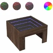 vidaXL Table basse avec Infinity-LED brun imitation chêne 50x50x30 cm