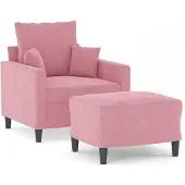 vidaXL Fauteuil avec pouf rose 60 cm velours