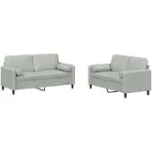 vidaXL ensemble de canapé 2 pièces avec coussin gris clair velours