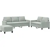vidaXL ensemble de canapés 3 pièces avec coussins Gris clair Velours