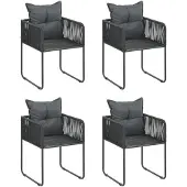 vidaXL Ensemble de jardin 5 pièces PVC rotin noir