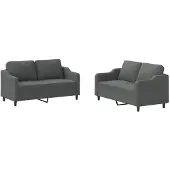 vidaXL Ensemble de canapés 2 pièces avec coussins Tissu gris foncé