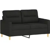 vidaXL Ensemble de canapés 2 pcs avec coussins noir tissu