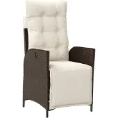 vidaXL Fauteuil de jardin avec repose-pieds Réglable Marron Poly Rattan