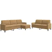vidaXL Ensemble de canapés 3 pièces avec coussins Marron Velours
