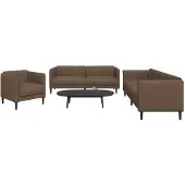 vidaXL Ensemble de canapés 3 pièces brun tissu