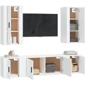 vidaXL Ensemble de 5 meubles TV blanc en bois composite