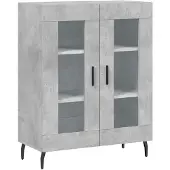 vidaXL Highboard gris béton 69,5x34x180 cm Bois composite