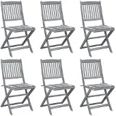 vidaXL Chaises de jardin pliantes 6 pièces avec coussins en bois massif d'acacia