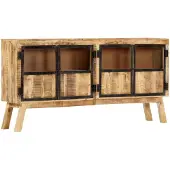 vidaXL Buffet Marron et noir 160x30x80 cm Bois de manguier solide brut